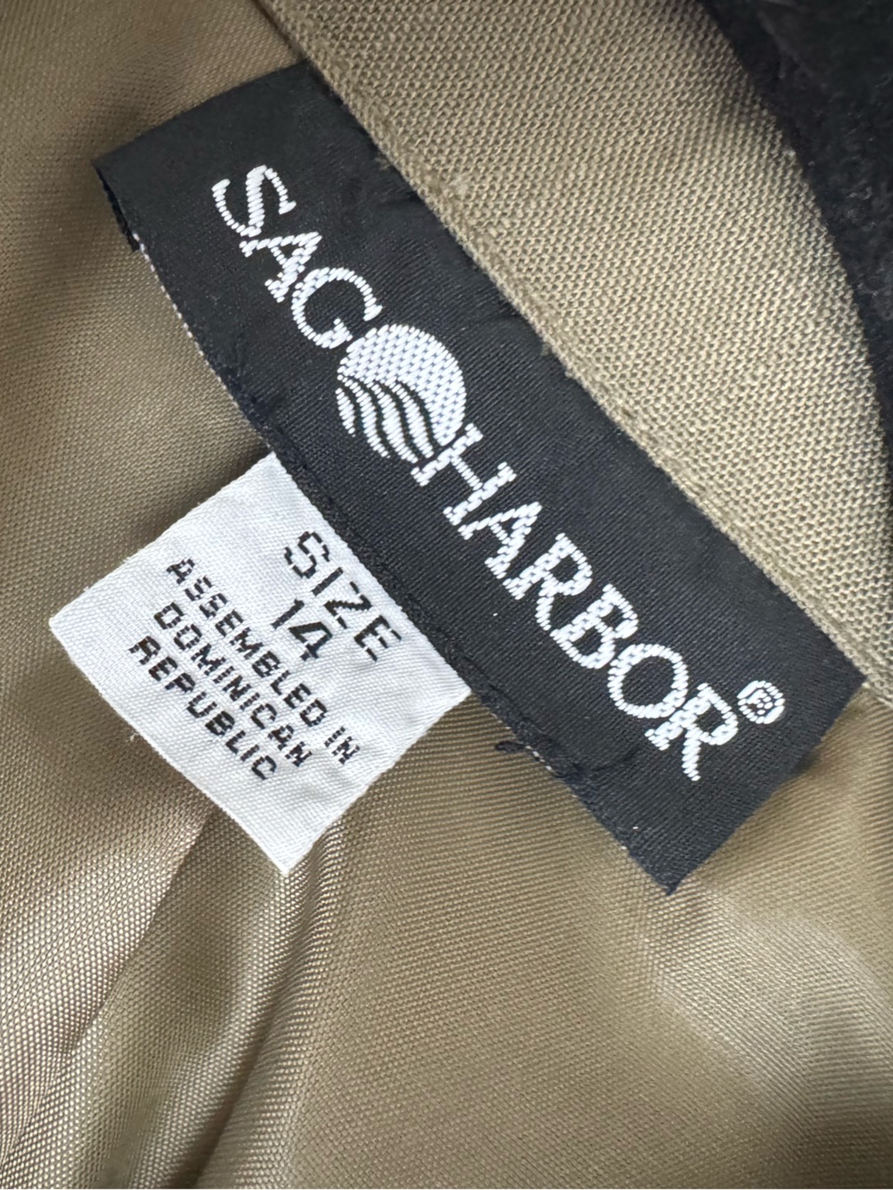SAG HARBOR OLIVE GREEN ZIP-FRONT JACKET PADDED SHOULDERS WOMEN’S SIZE 14 - Picture 3 of 6
